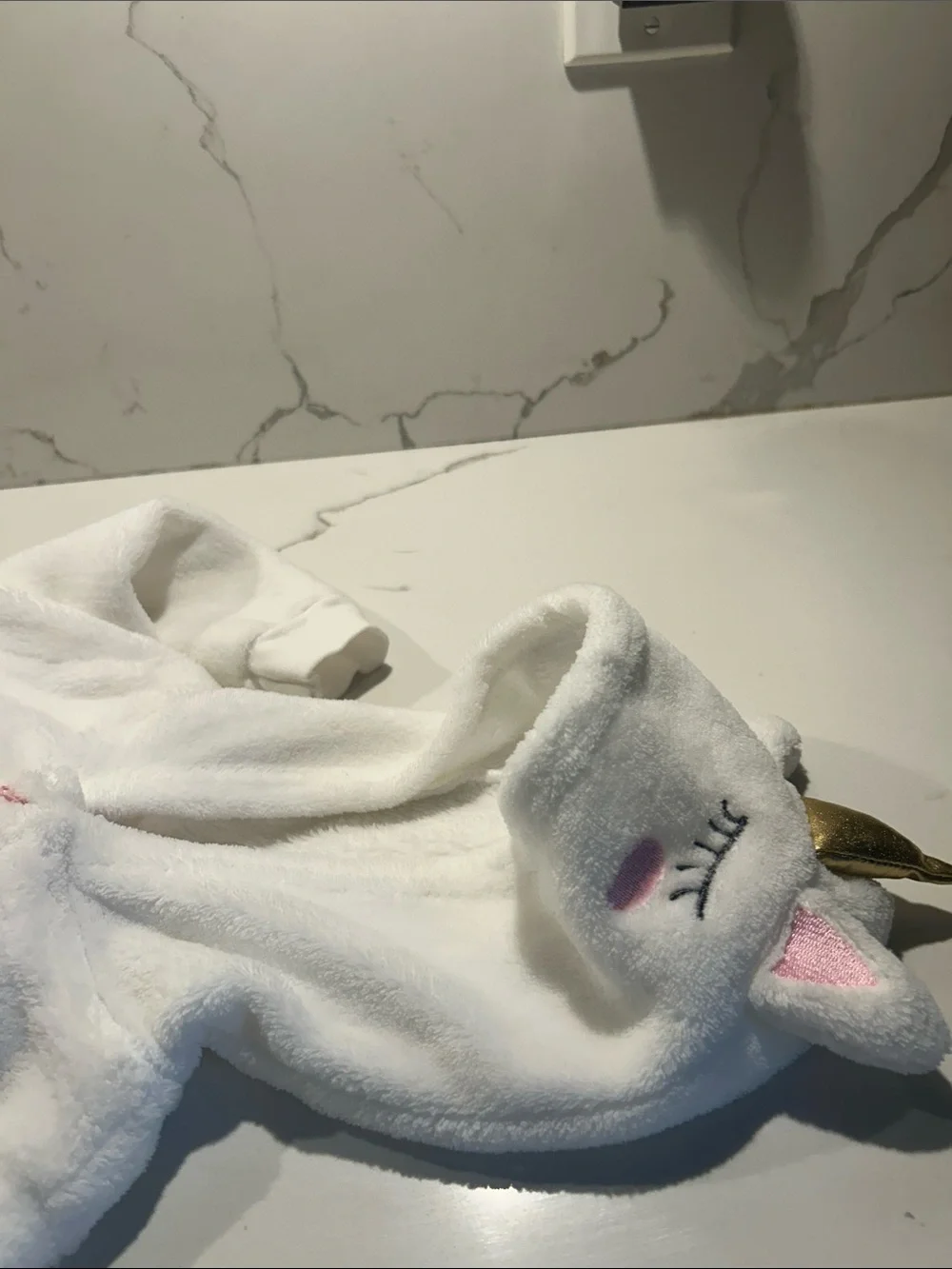 White Unicorn Hooded Footie with Pink Belly